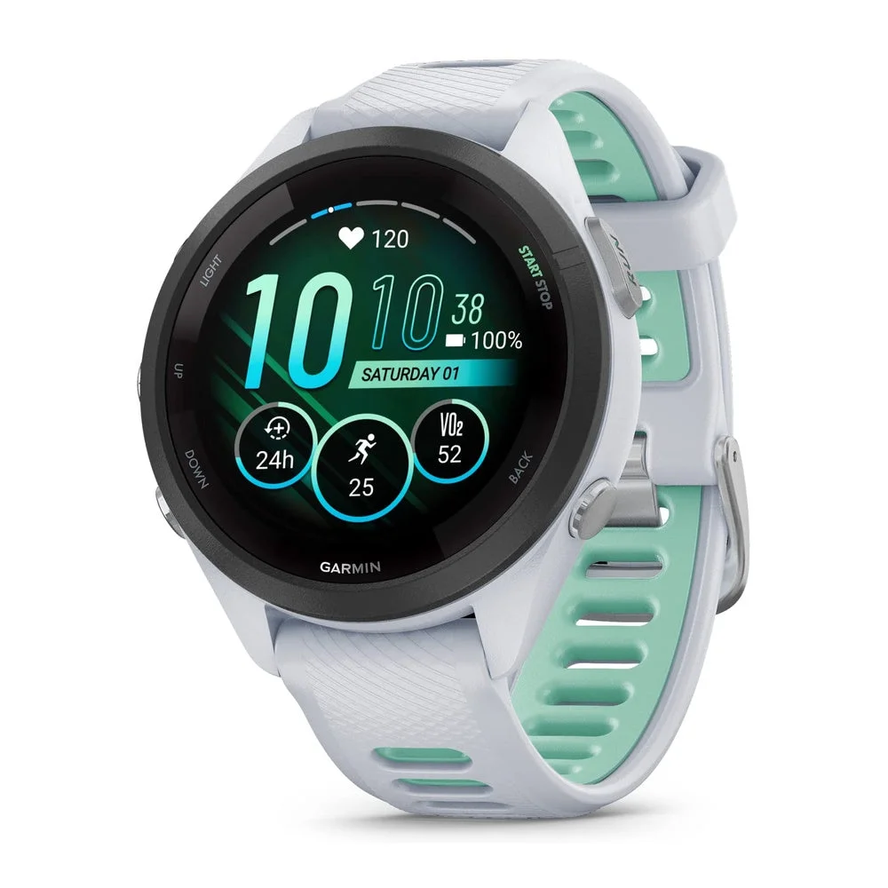 Garmin Forerunner 265S Music GPS Smartwatch Pantalla AMOLED Auriculares 42mm Blanco Piedra