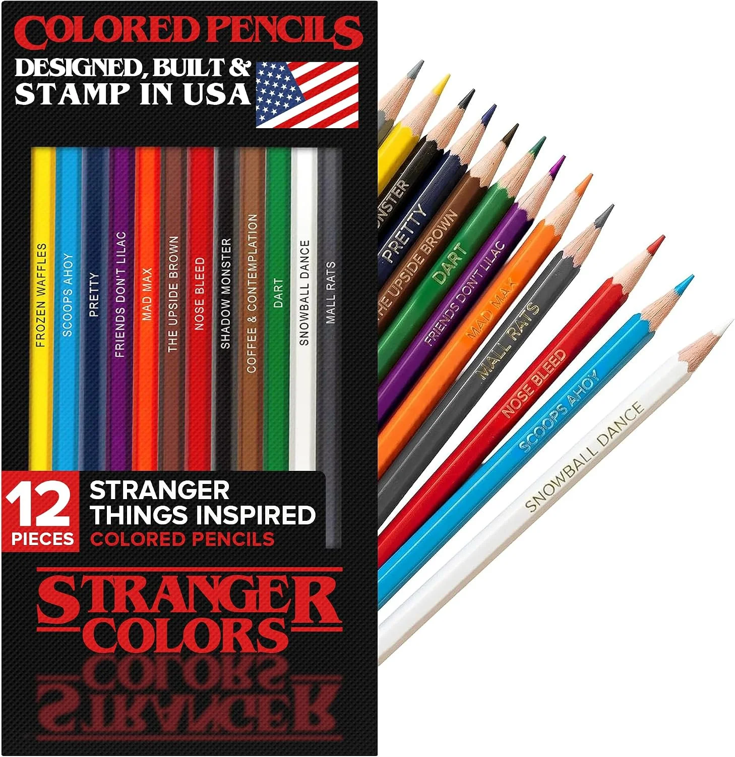 Pun Labs Mystery Lights Colored Pencils, 12 Foil-Stamped Gift Set