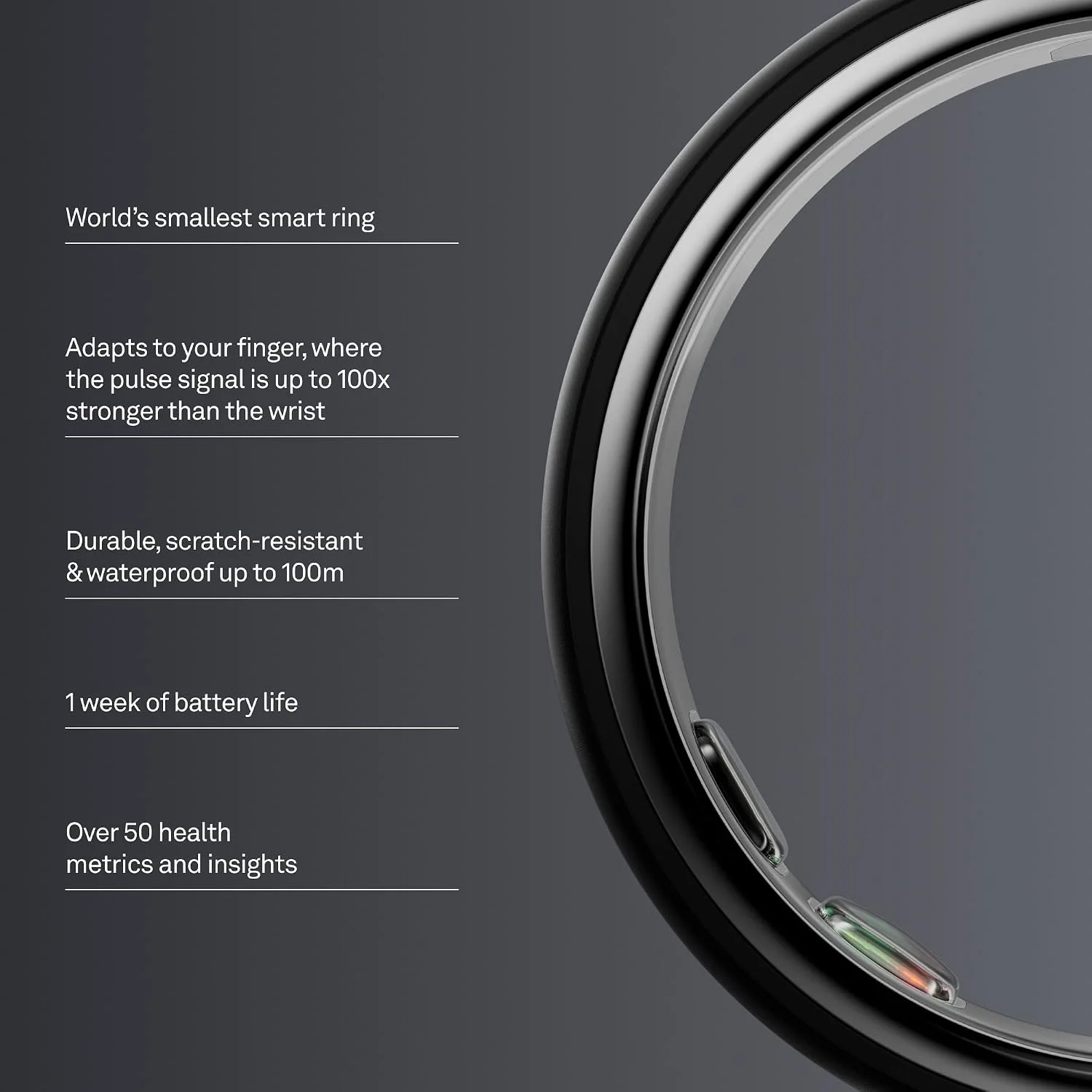 Oura Ring 5 - Anillo Inteligente de Salud y Sueño - Stealth (Negro Mate)