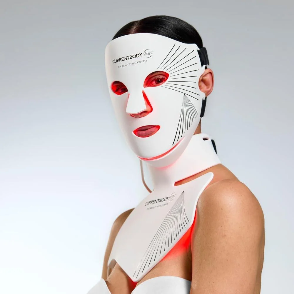 Currentbody Kit De Mascarilla Led Para Rostro Y Cuello, Serie 2, Tratamiento Antienvejecimiento Con Luz Roja Y Tarjeta Veritace