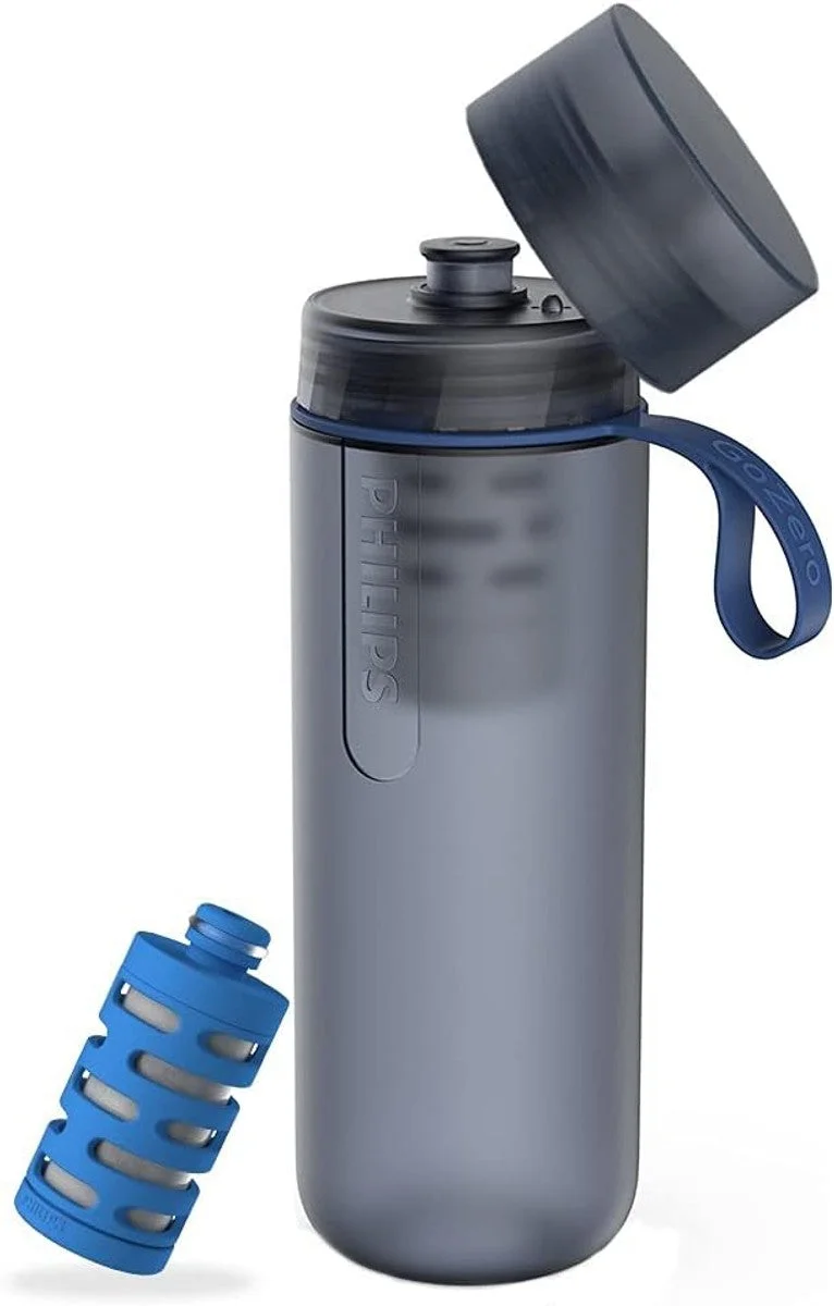 Botella de agua Philips GoZero Active con filtro deportivo 20 oz azul