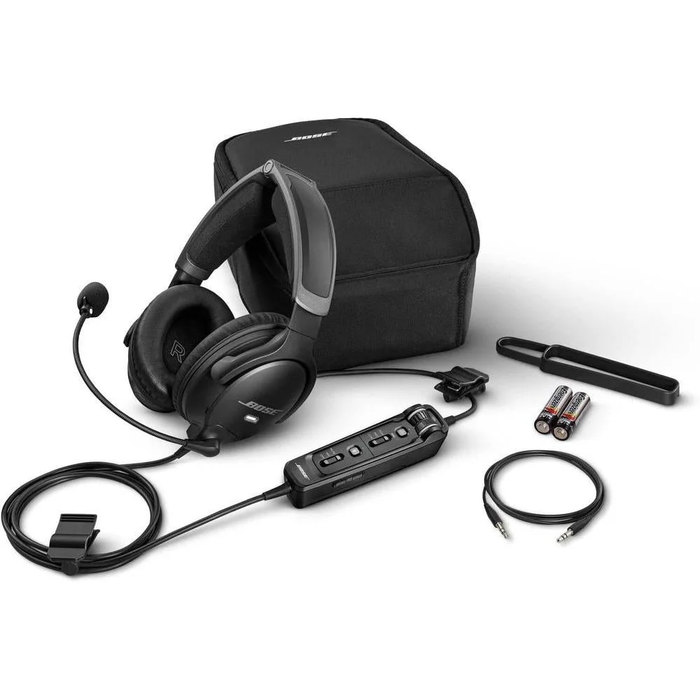 Auriculares Bose A30 Bluetooth para Aviación con Diseño Ligero, ANR Ajustable y Micrófono de Cancelación de Ruido Negro