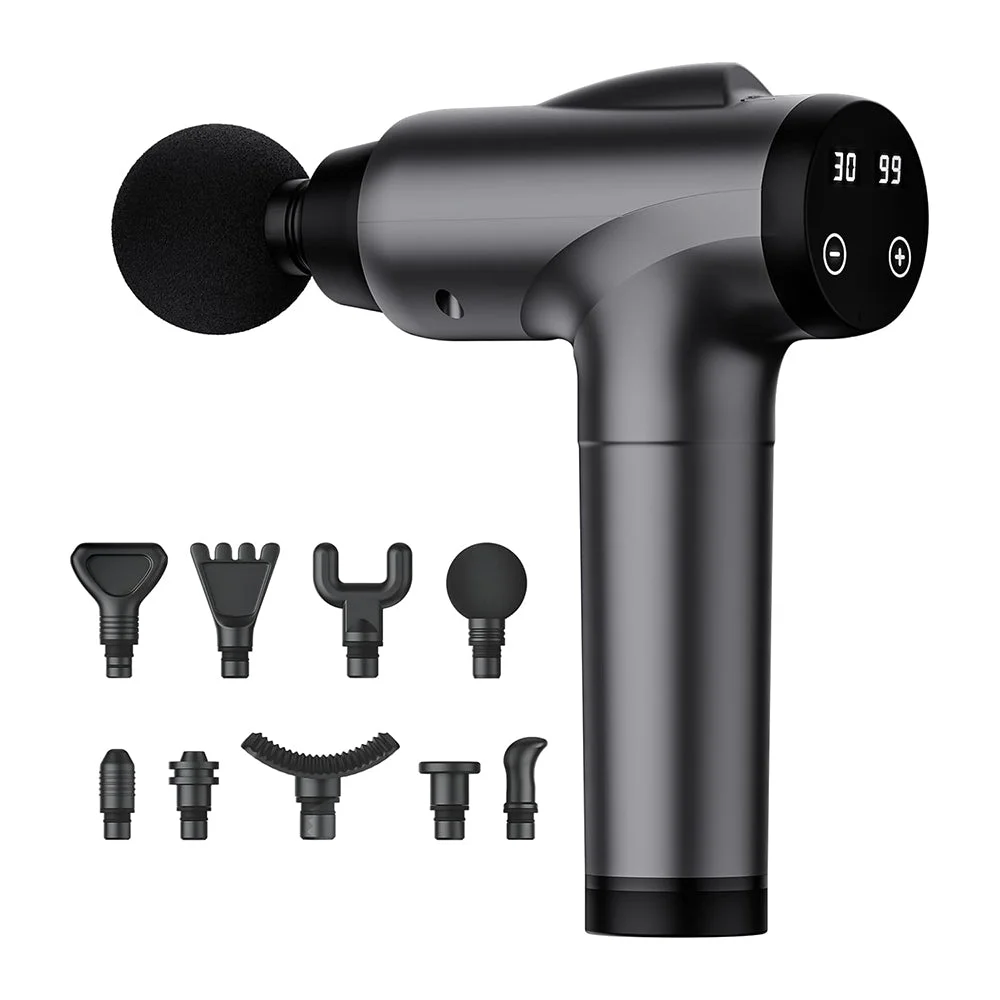 OLsky Massage Gun Deep Tissue 30 Speeds 9 Attachments Handheld (Black)