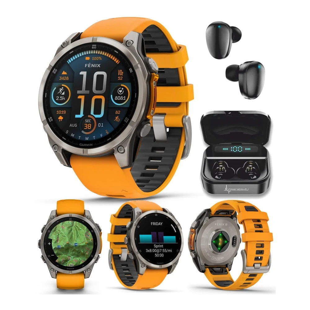 Smartwatch Garmin Fenix 8 47 mm AMOLED Titanio con banda Spark Orange