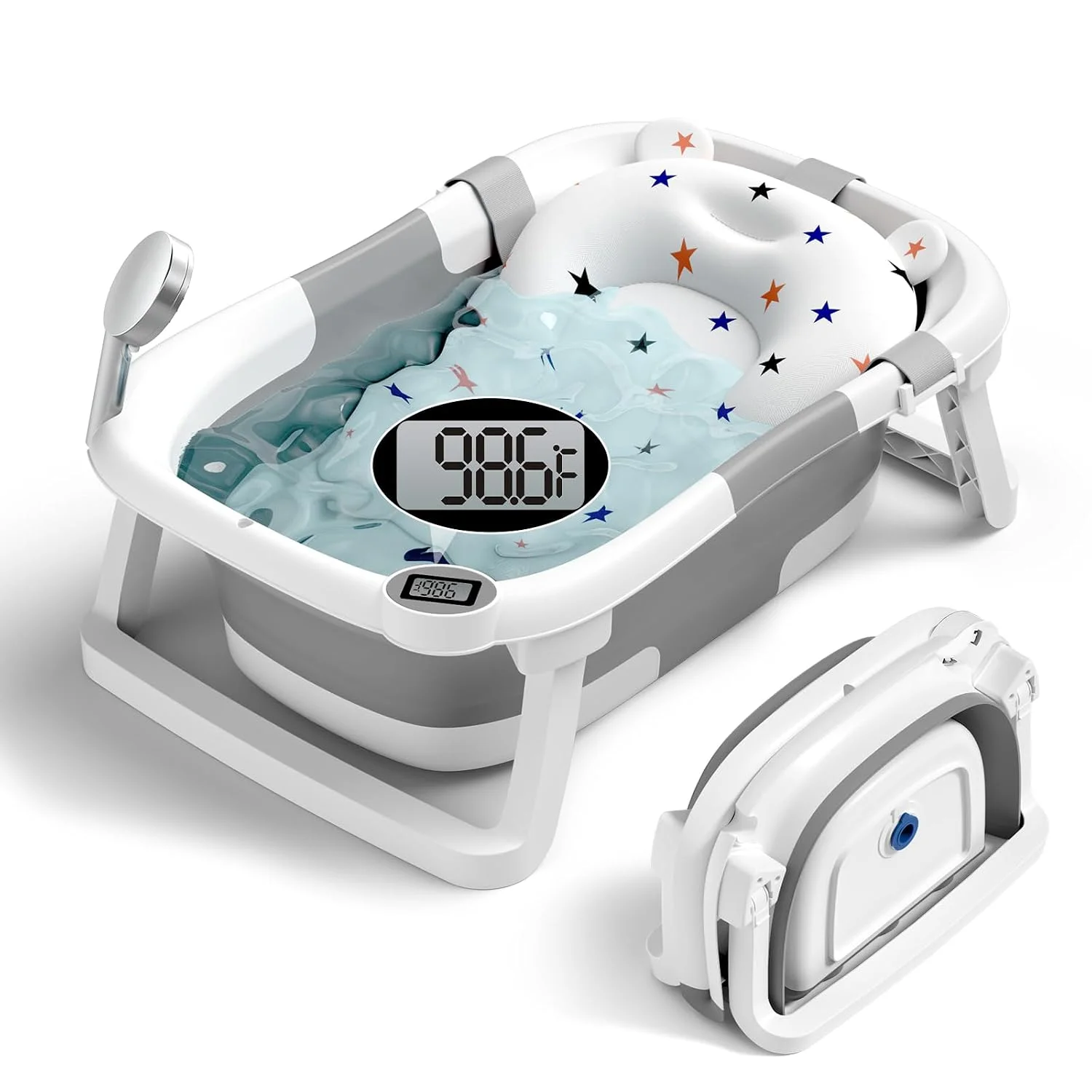 BUNWAG Classic Bañera Plegable para Bebé 0 a 12 Meses con Cojín Suave
