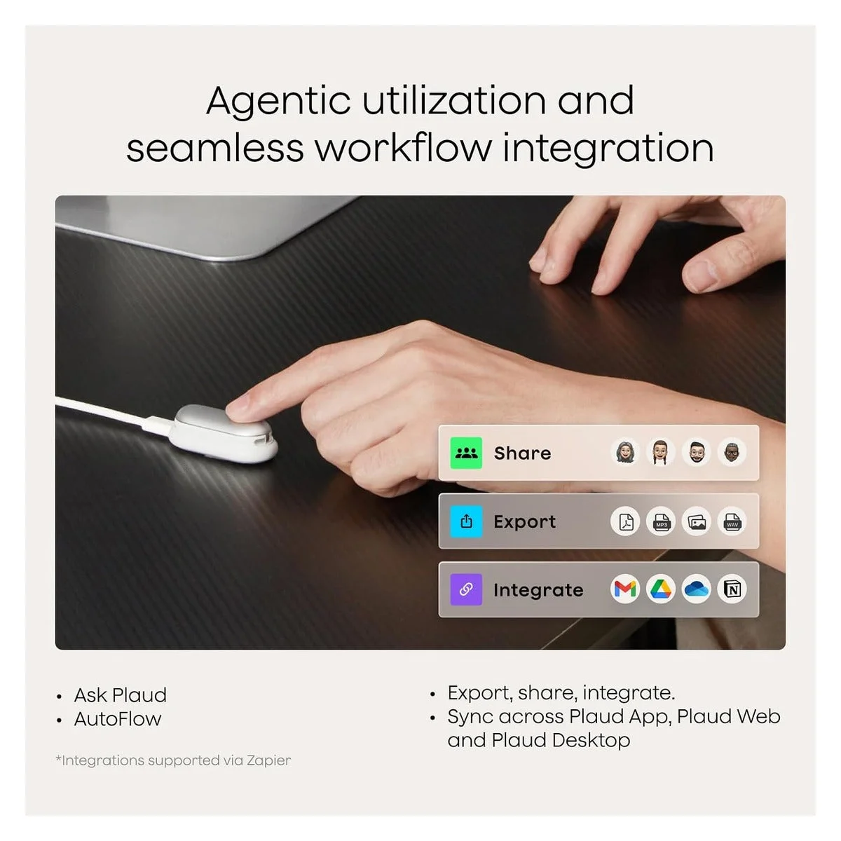 Plaud NotePin Grabadora de Voz IA - Lunar Silver