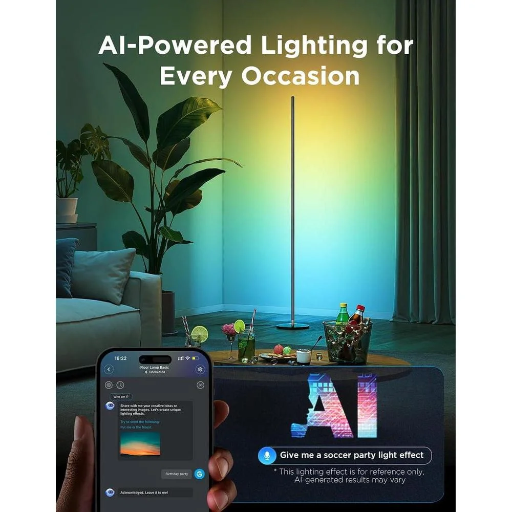 Lámpara de pie básica Govee RGBIC, compatible con Alexa, LED con control de voz y cambio de color, paquete de 2