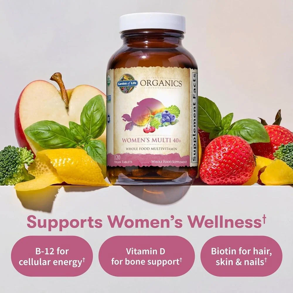 Garden of Life Multivitaminas para Mujeres Mayores de 40, Apoyo a la Salud Hormonal y del Seno, Orgánicas y Veganas