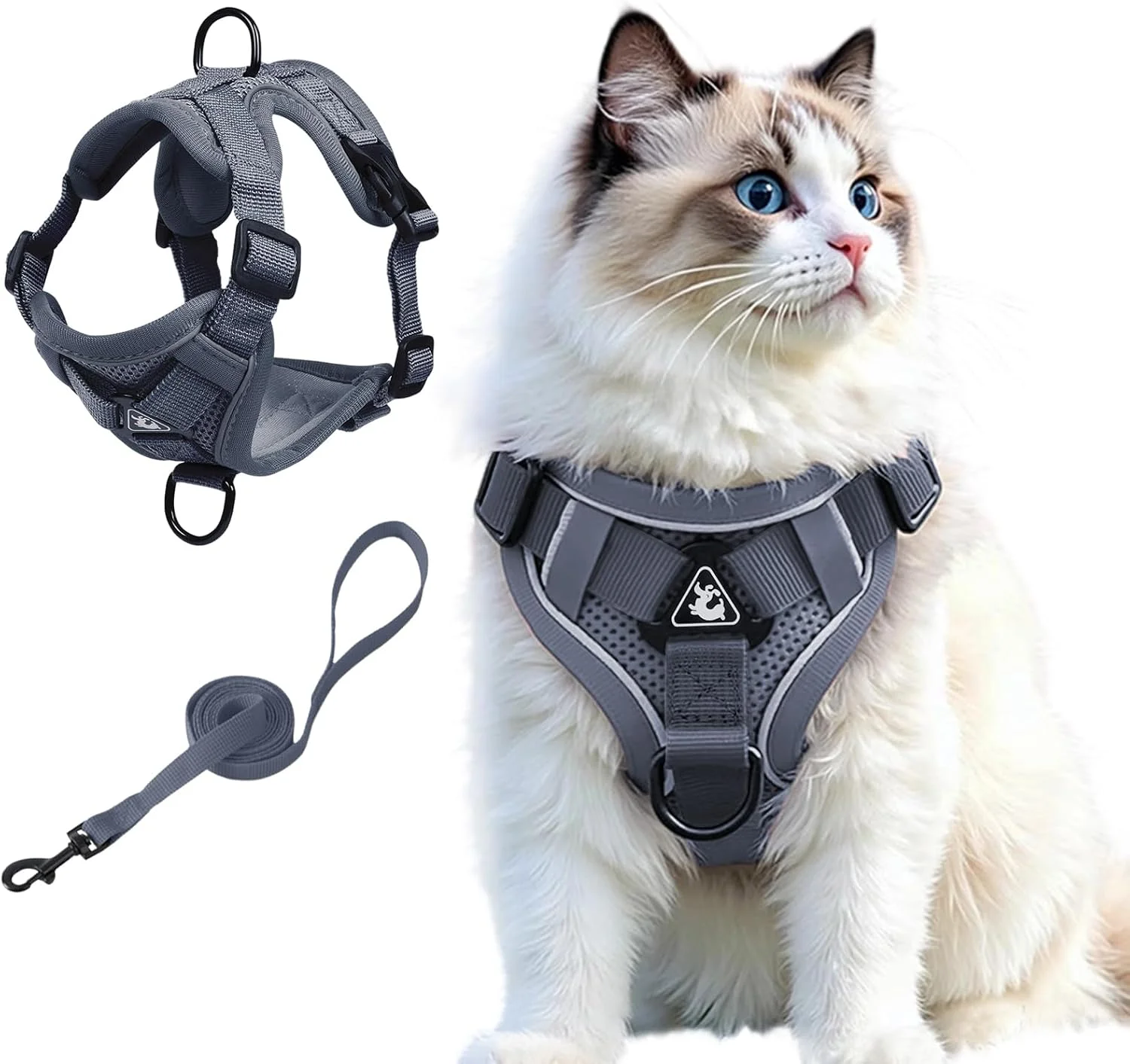 Arnés y correa para gato Skmeditec talla L gris