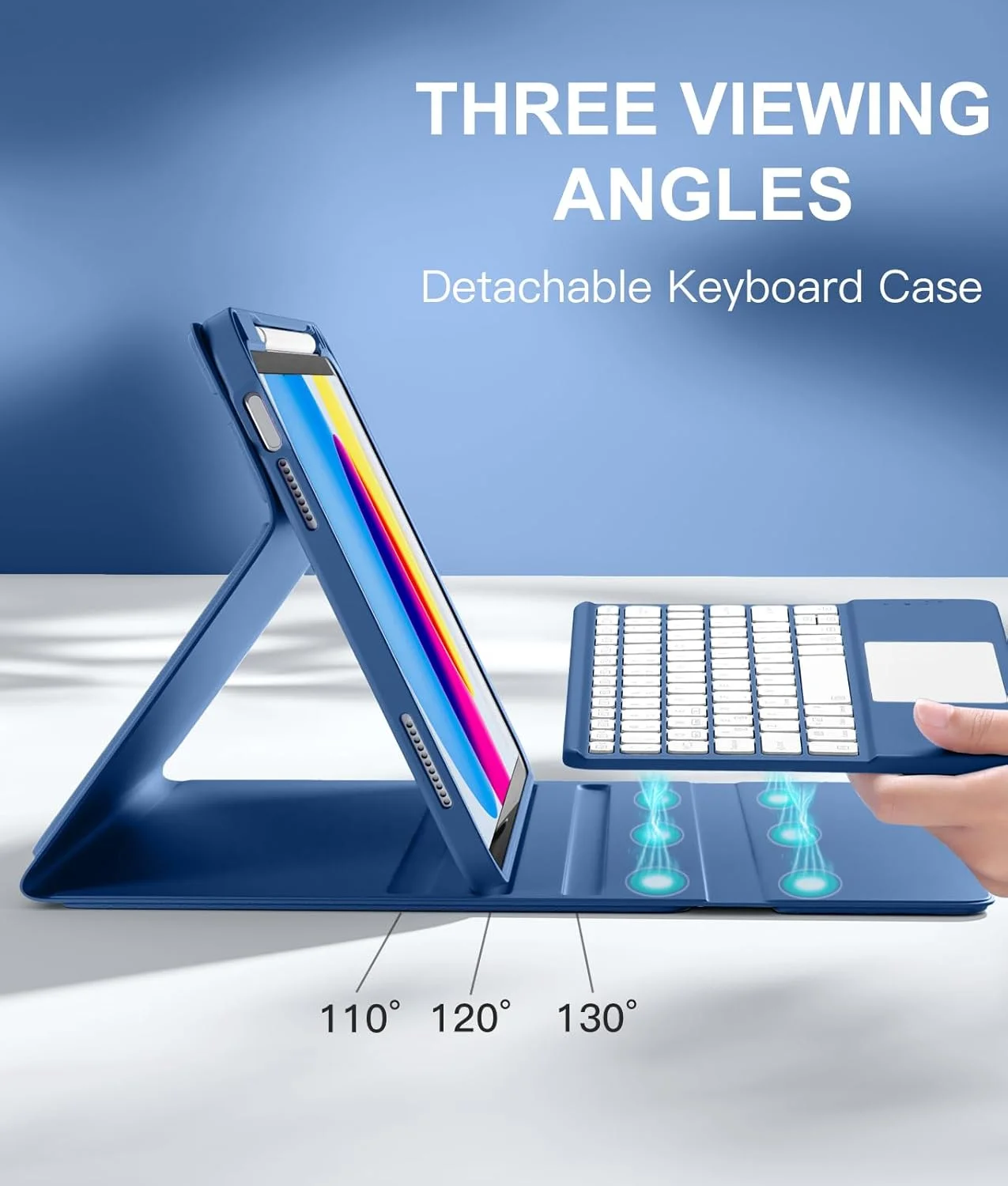 Funda con Teclado Harvopu para iPad 11" (A16) / iPad 10.ª Gen - Azul Marino
