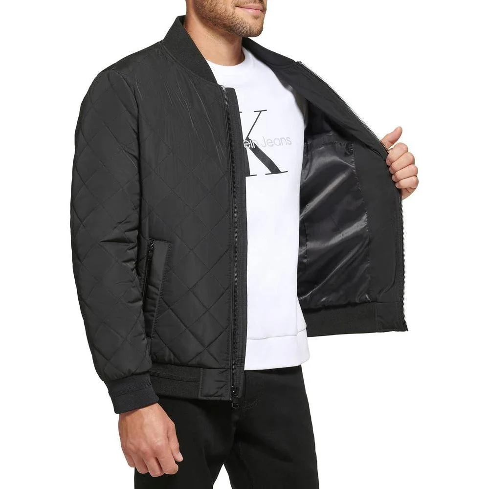 Chamarra de aviador Calvin Klein para hombre con detalle de cremallera acolchada, ideal para clima de transición