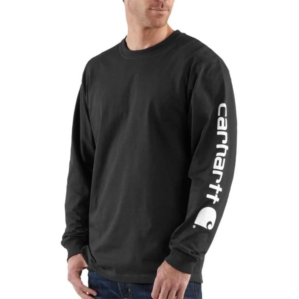 Carhartt - Camiseta de manga larga con logotipo resistente para hombre, ajuste holgado ideal para entrenamientos