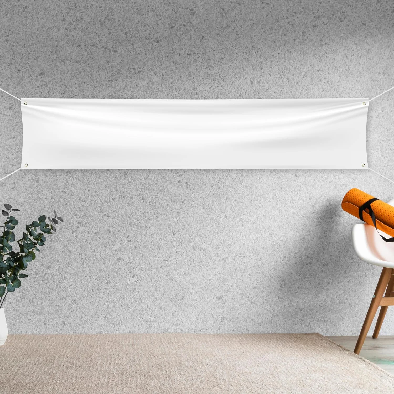 Bandera DIY de tela Oxford poliéster blanco 3 m x 60 cm con cuerda para colgar