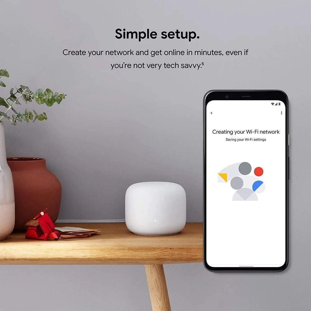 Router y extensor Nest WiFi con altavoz inteligente, compatible con Google WiFi, color blanco, paquete de 3