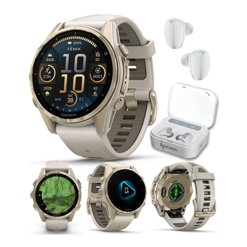 Smartwatch Garmin Fenix 8 43 mm Sapphire AMOLED GPS Multideporte Oro Suave con Banda Gris Niebla