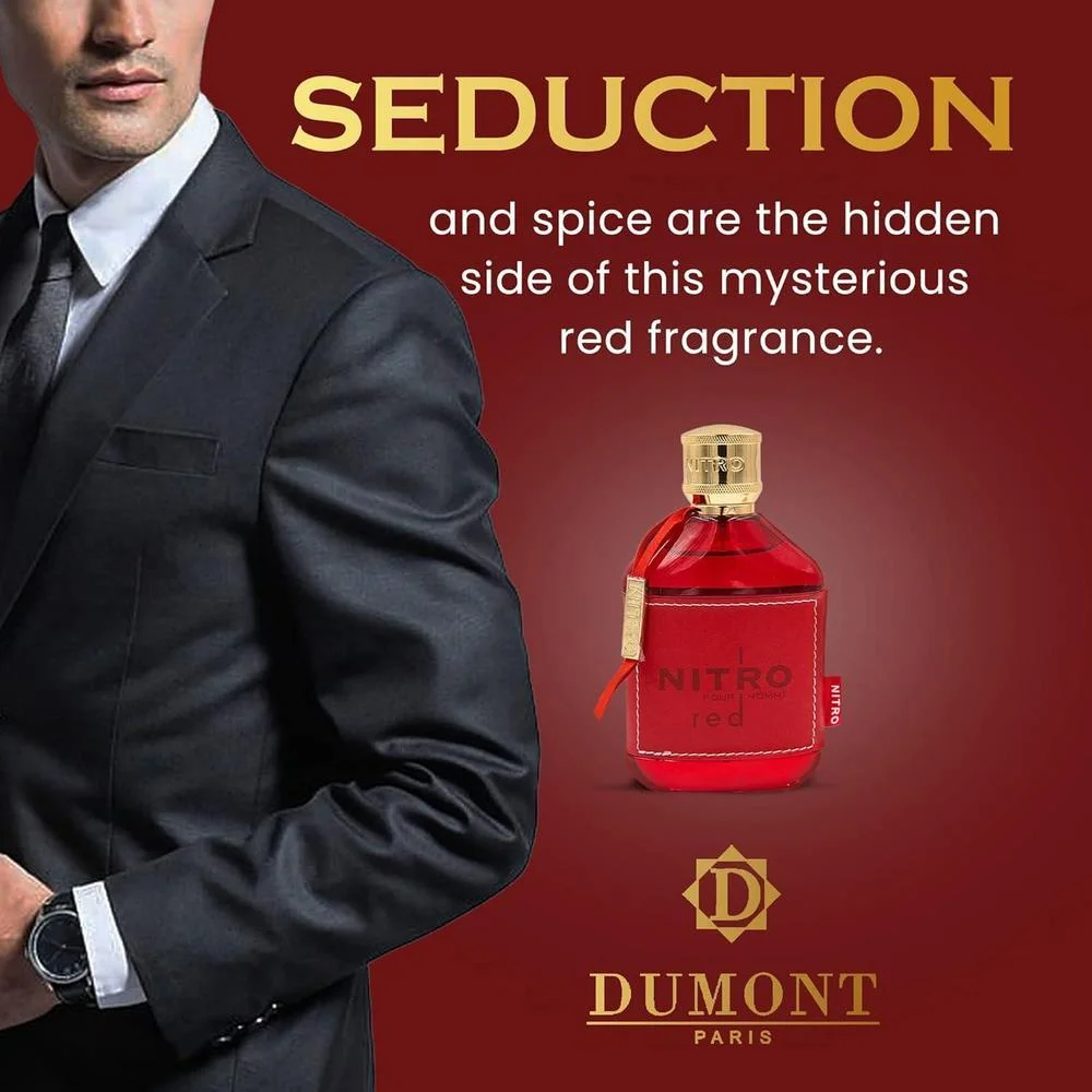 Dumont Nitro Red Eau De Parfum: Perfume de lujo masculino con fragancia frutal, amaderada, floral y de larga duración