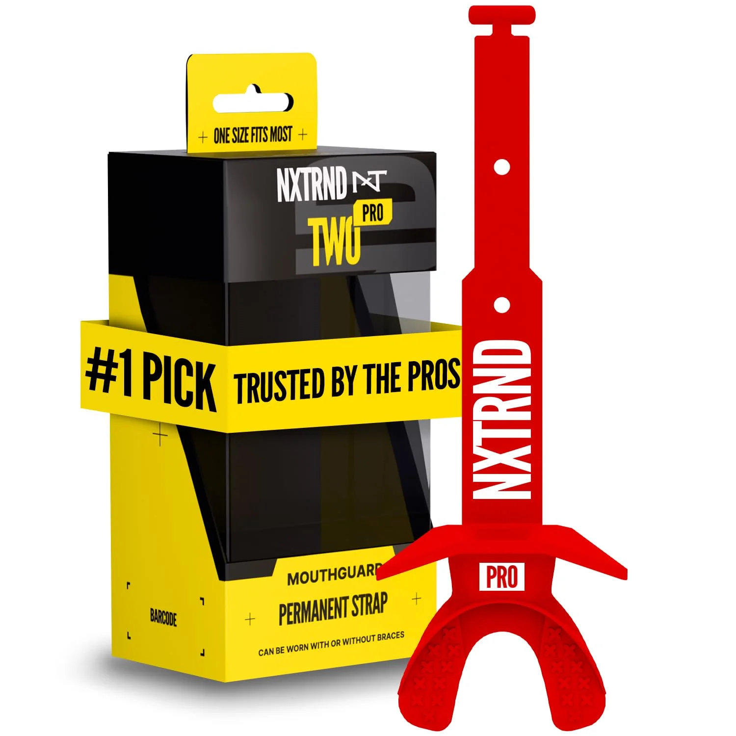 Protector bucal Nxtrnd Two Pro Football con correa permanente, rojo