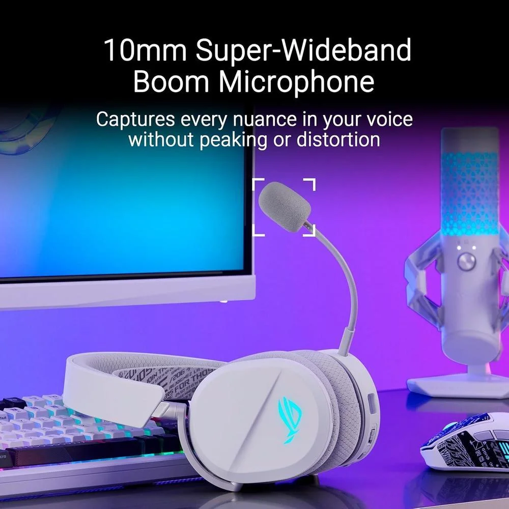 ASUS ROG Pelta Auriculares inalámbricos para juegos con micrófono desmontable, trimodo, batería de larga duración
