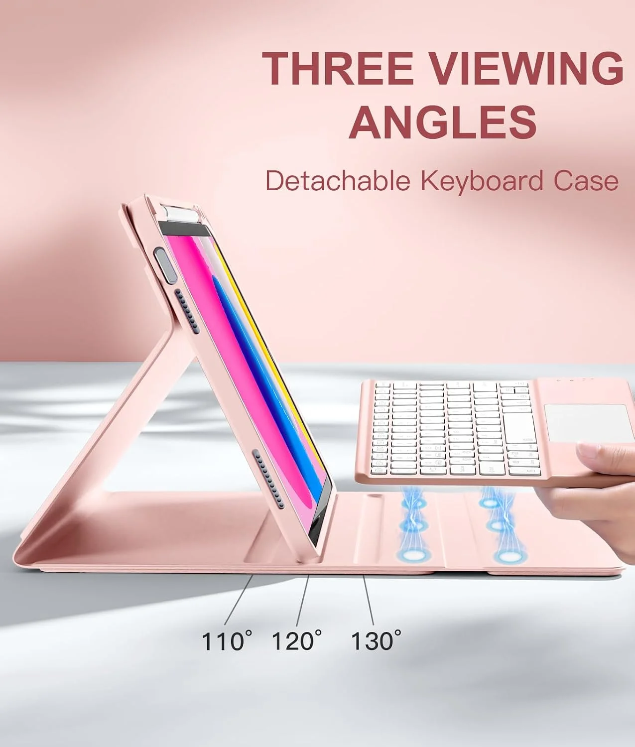 Funda con Teclado Harvopu para iPad 11" (A16) / iPad 10.ª Gen - Rosa Claro