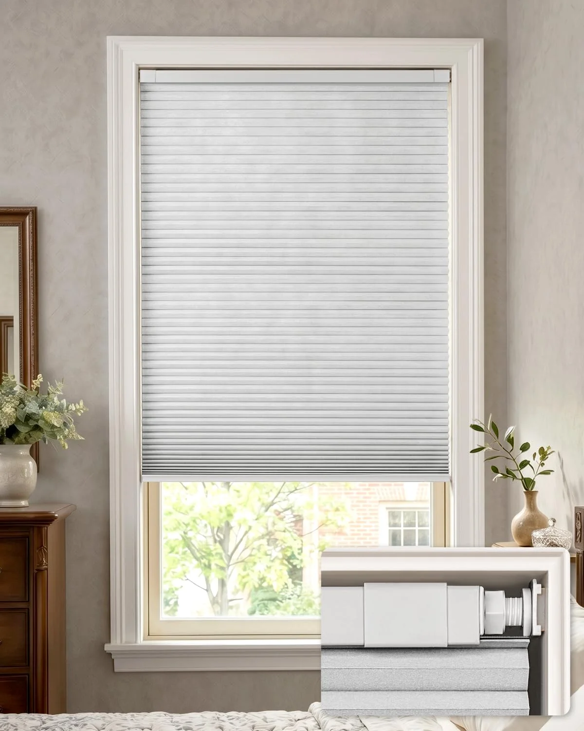 Persiana celular sin perforación Lazblinds apagón total 20" x 48" blanco