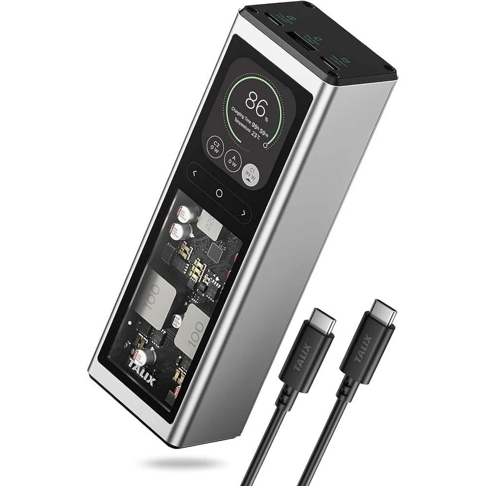 Banco de energía TALIX 140W con 20000mAh, cargador portátil PD 3.1, carga rápida, 3 puertos, pantalla digital para MacBook y más