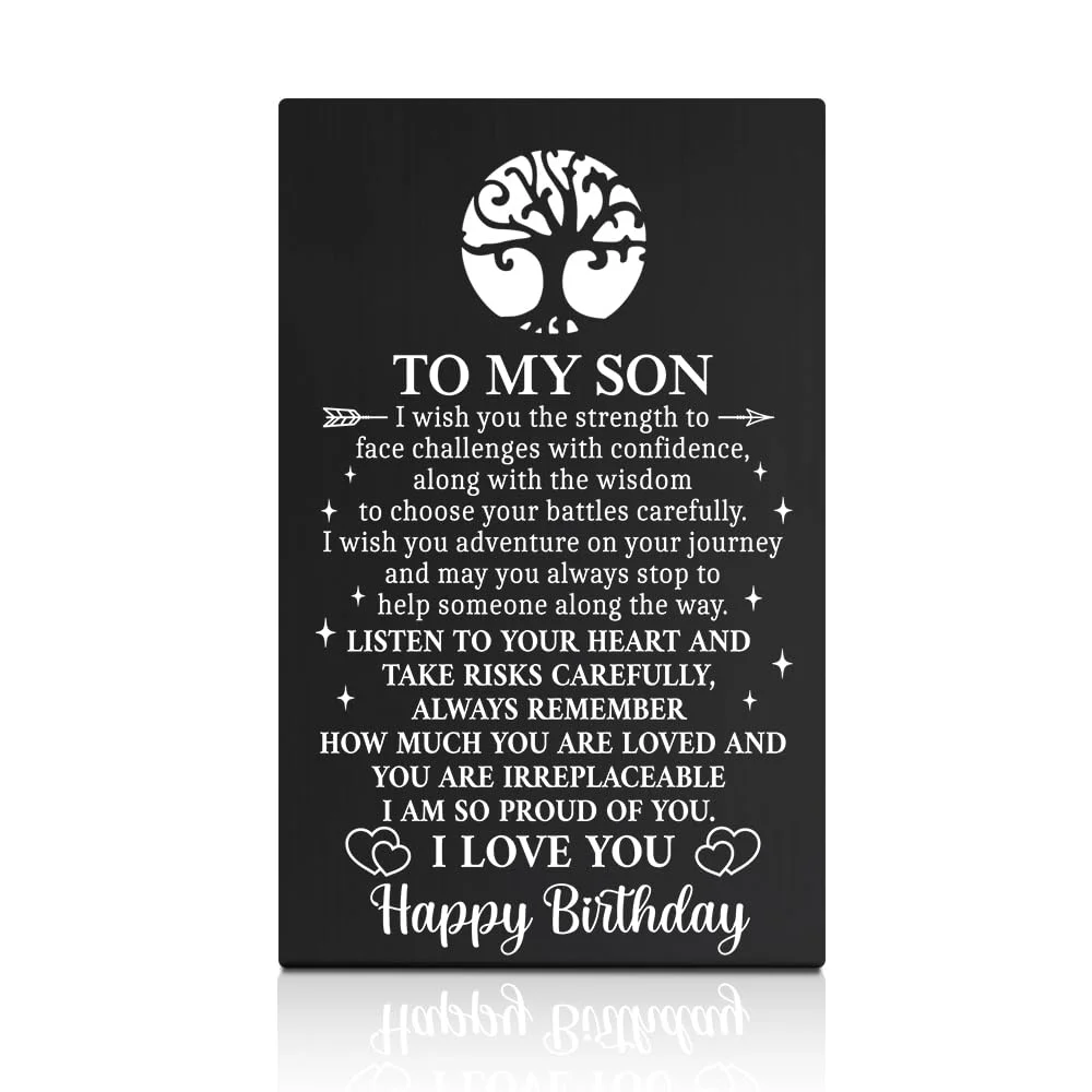 Tarjeta de acero inoxidable para billetera Geygie para hijo cumpleaños
