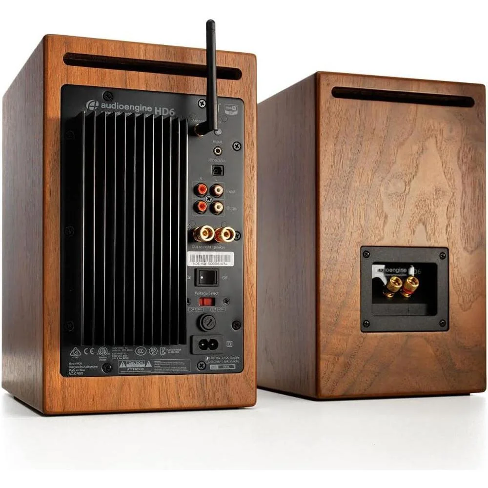 Altavoces de Estantería HD6 Premium con Bluetooth 5.0, AptX HD y DAC de 24 bits en Chapa de Madera Real