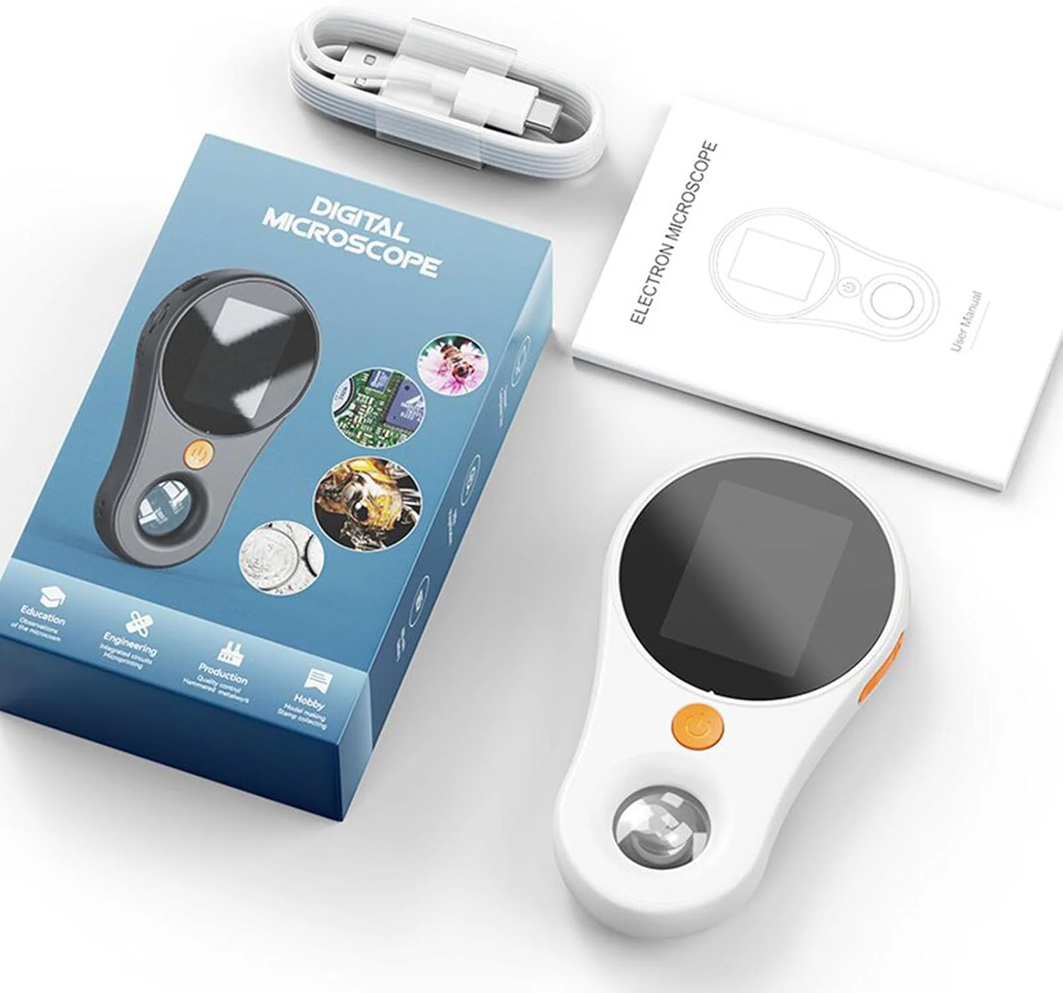 Microscopio Digital USB Portátil Culnflun 500X con Pantalla IPS 2.0 Pulgadas Blanco