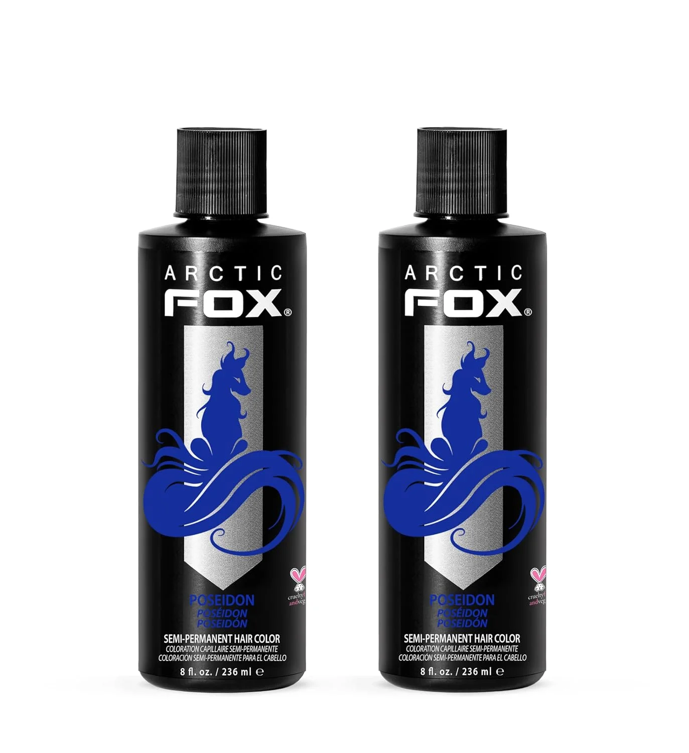 ARCTIC FOX Semi-Permanent Hair Dye Poseidon - Vegan Ammonia-Free - 2 x 8 oz