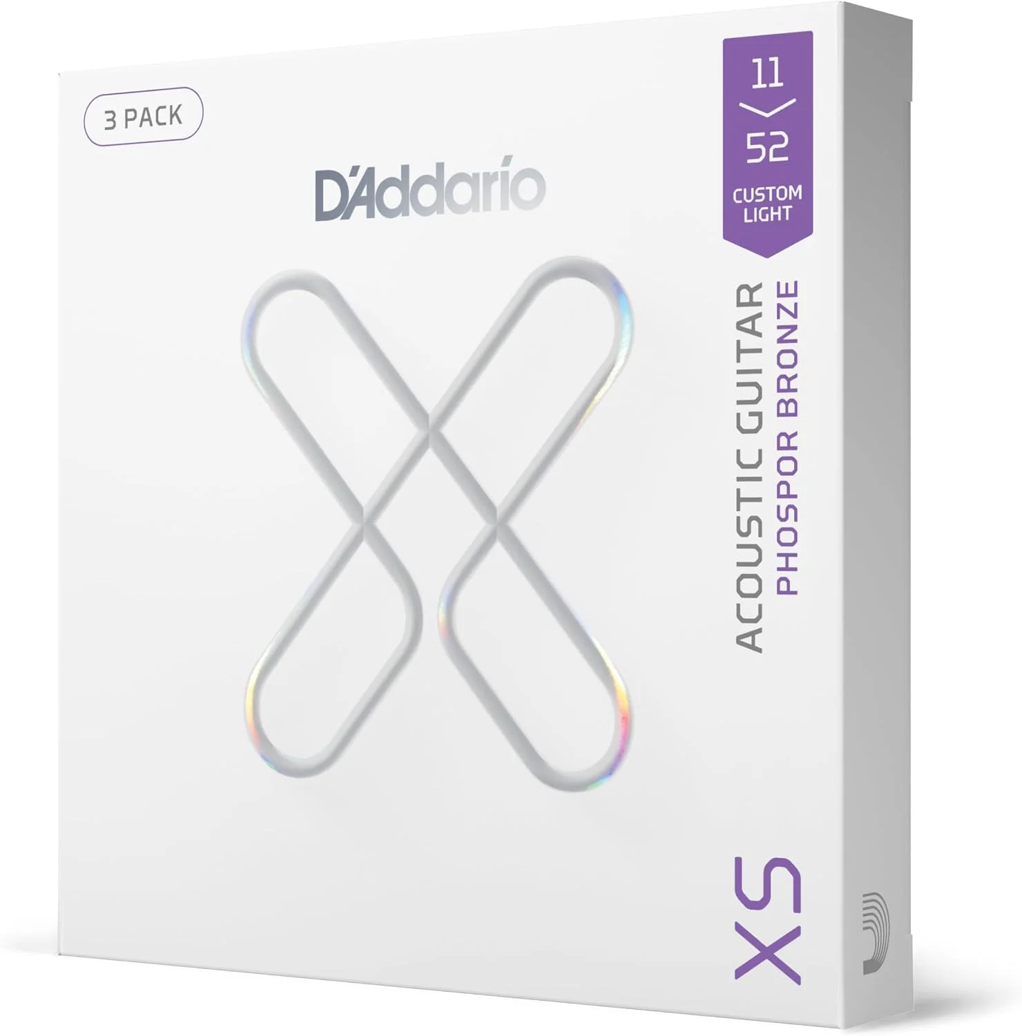 Cuerdas para guitarra acústica D'Addario XS Phosphor Bronze 11-52, 3 juegos