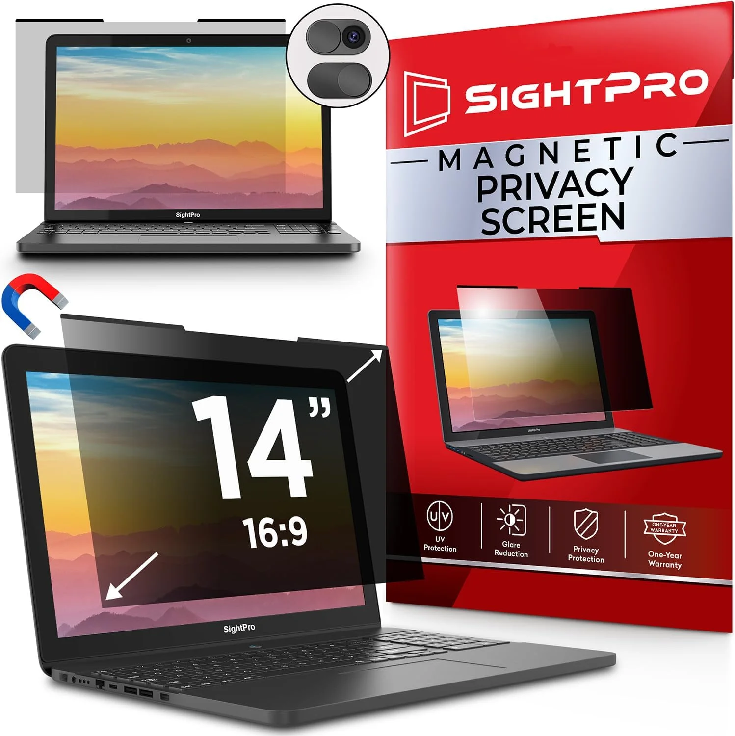 Protector de pantalla magnético SightPro para laptop 14 pulgadas 16:9
