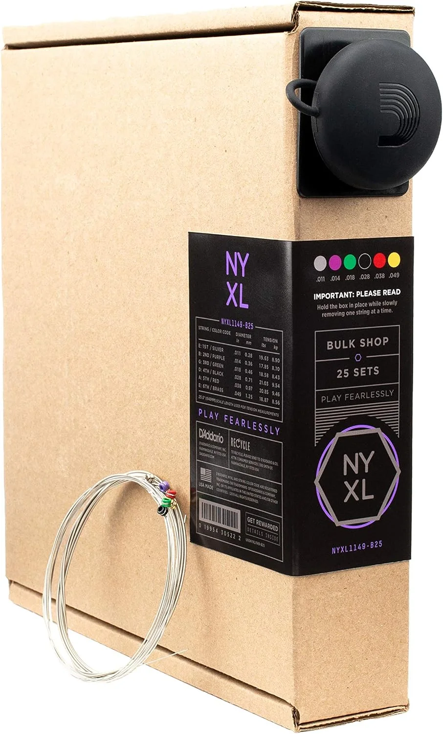 Juego de cuerdas para guitarra eléctrica D'Addario NYXL 11-49, 25 sets