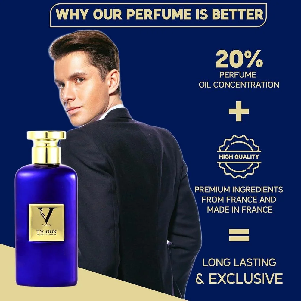VOCO TYCOON, Perfume para hombres, Extrait de Parfum potente y concentrado, perfume de lujo fabricado en Francia