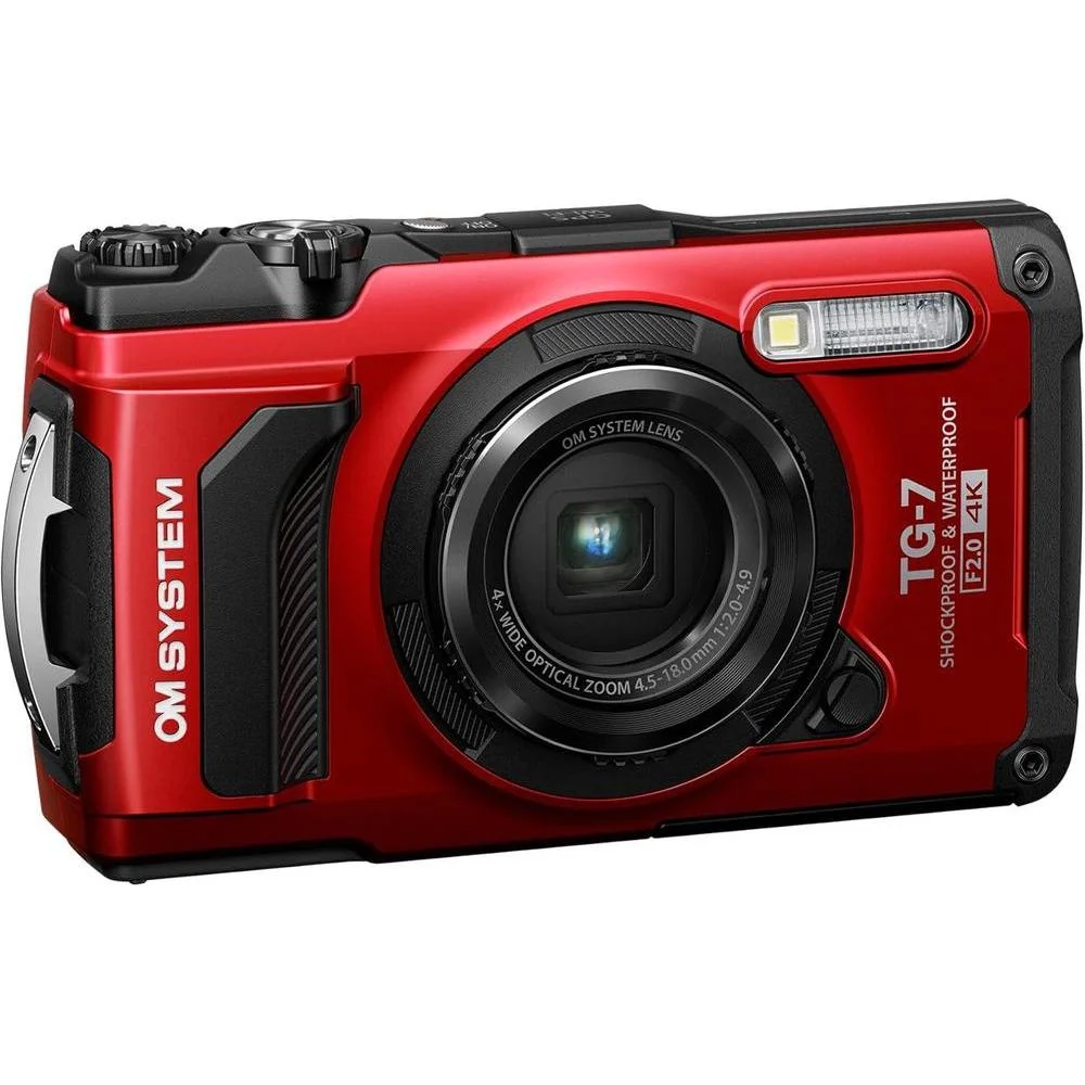 OM System OLYMPUS Tough TG-7 Cámara Subacuática Roja, Impermeable, Alta Resolución y Brillo, Video 4K, Disparo Macro