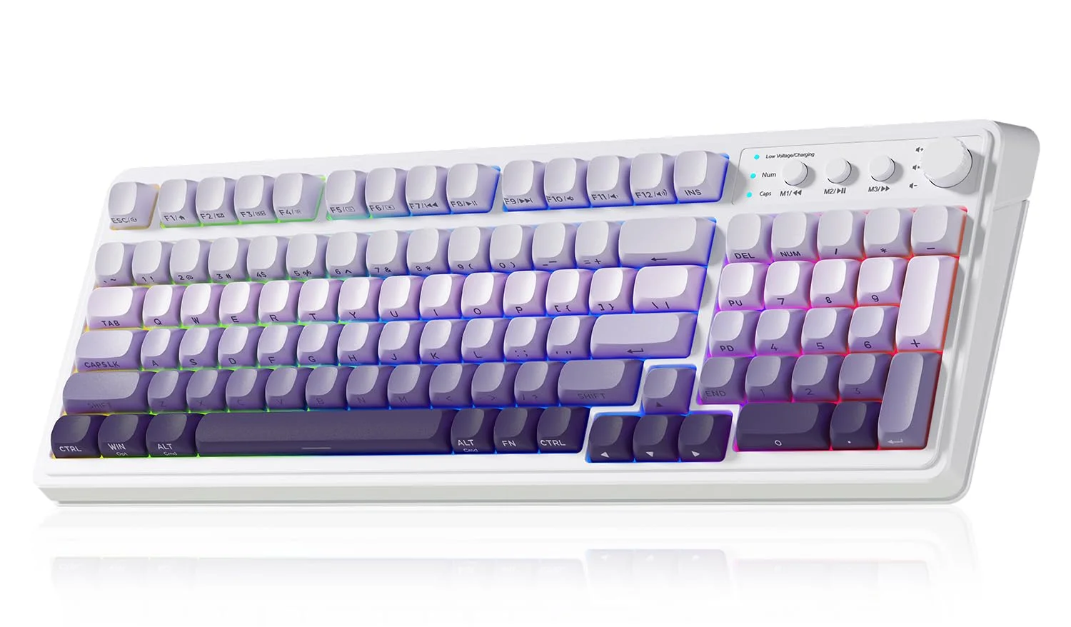 Teclado Gamer Aula S99 Wireless Bluetooth 99 Teclas RGB Púrpura Degradado