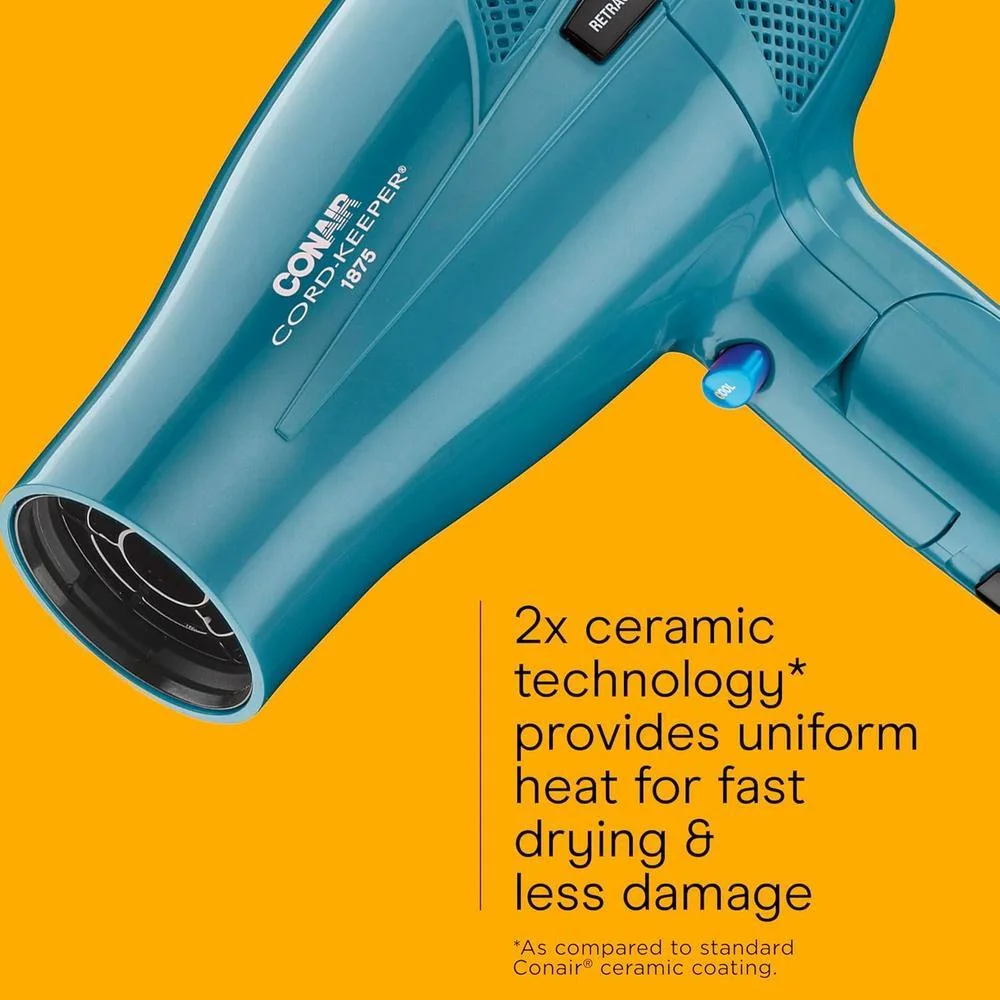 Secador de Pelo iónico Conair con Mango Plegable y Guardacables, Tecnología de Acondicionamiento Iónico, Modelo 289L