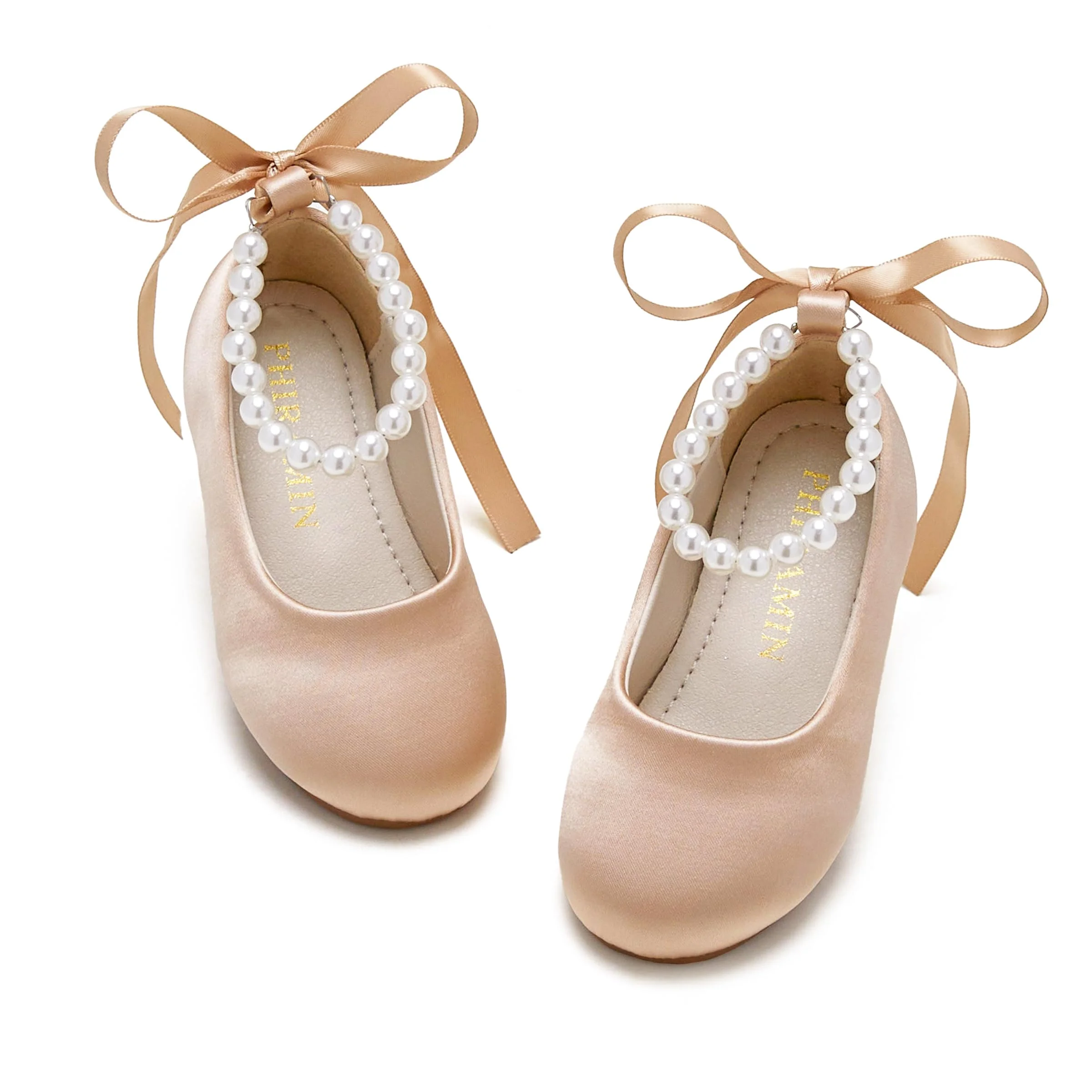 Zapatos de ballet Phiramin para niña con correa de perla