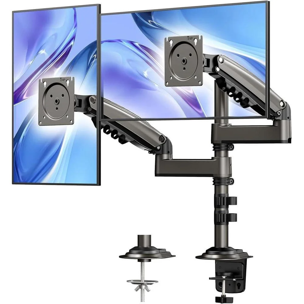 Base para monitores dual Huanuo 17-32 pulgadas ajustable con brazos articulados