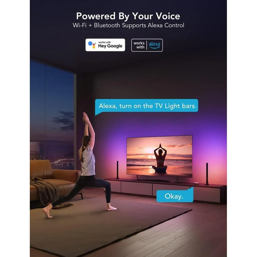 Barras de luz RGBIC con retroiluminación WiFi para TV de Govee, compatibles con Alexa y Google Assistant, múltiples opciones de colocación