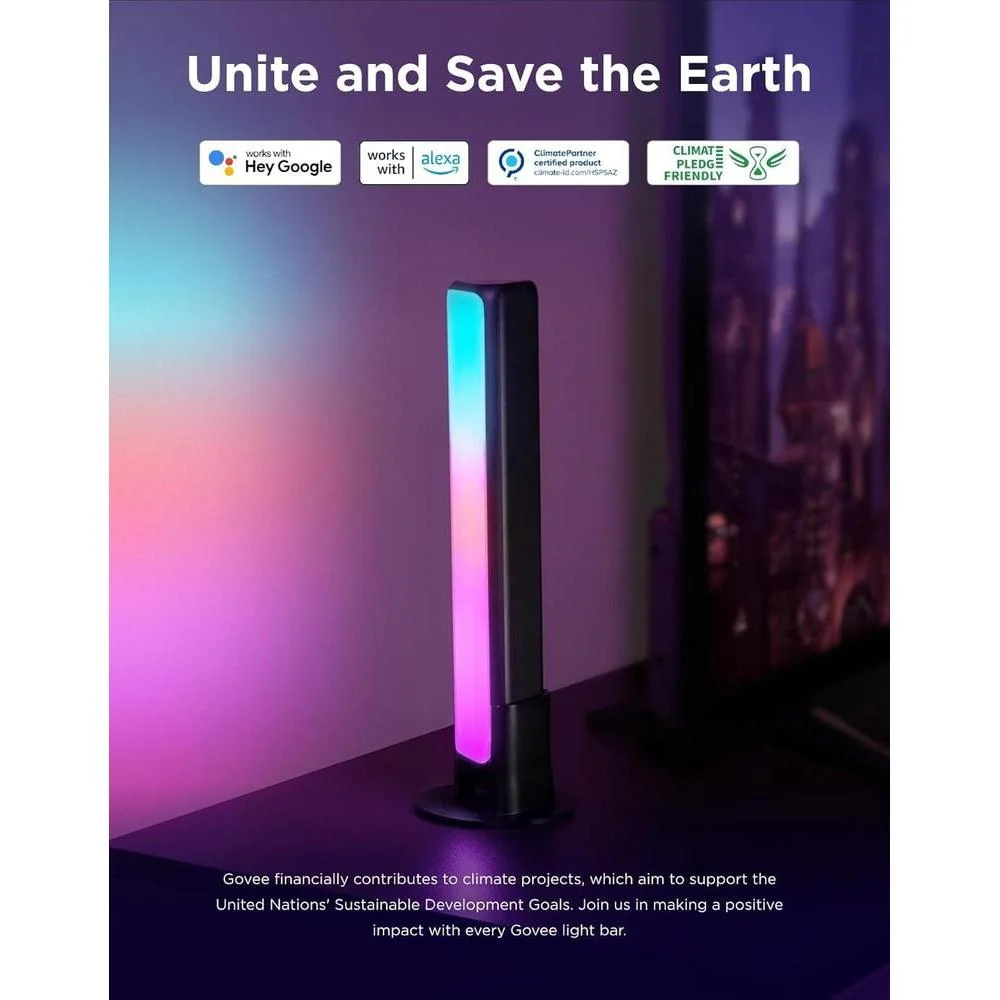 Barras LED inteligentes Govee con control por voz, compatibles con Alexa, para TV y PC con modos de escena y música