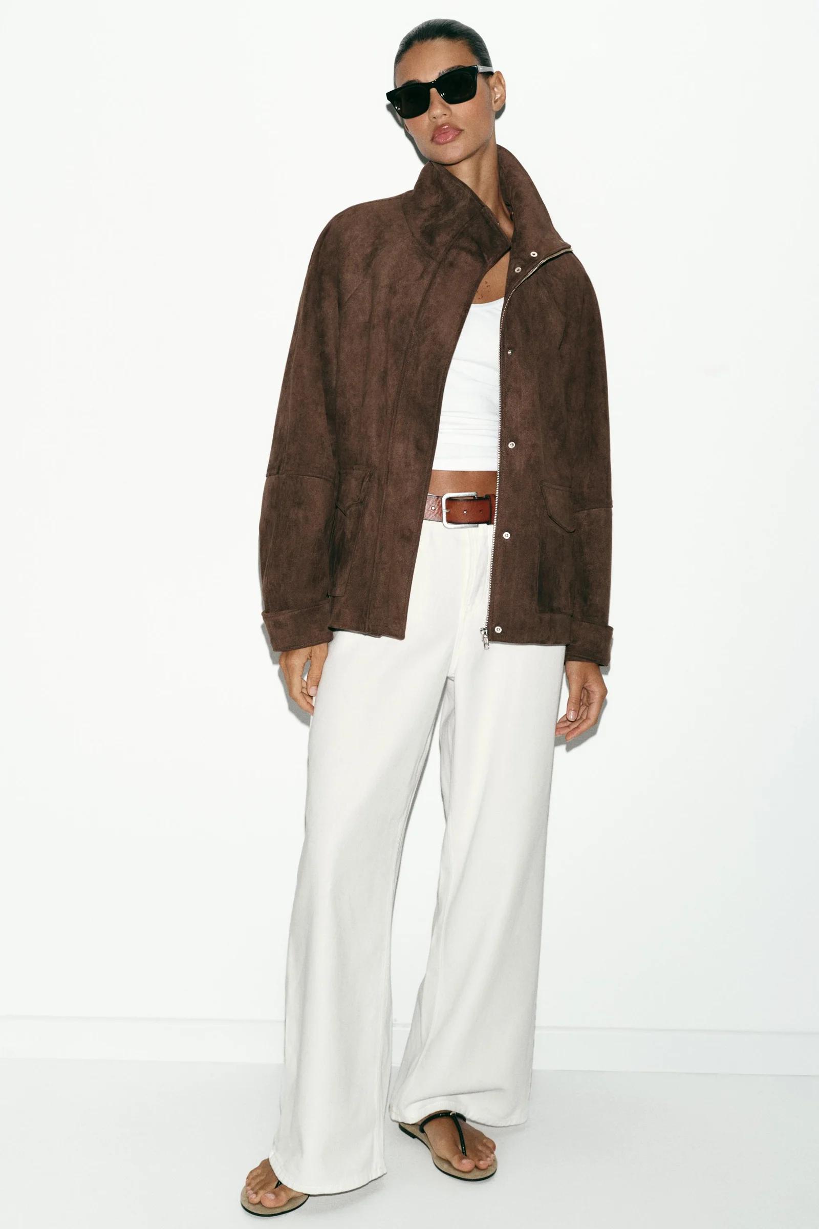 Chaqueta Efecto Ante Bolsillos Zara