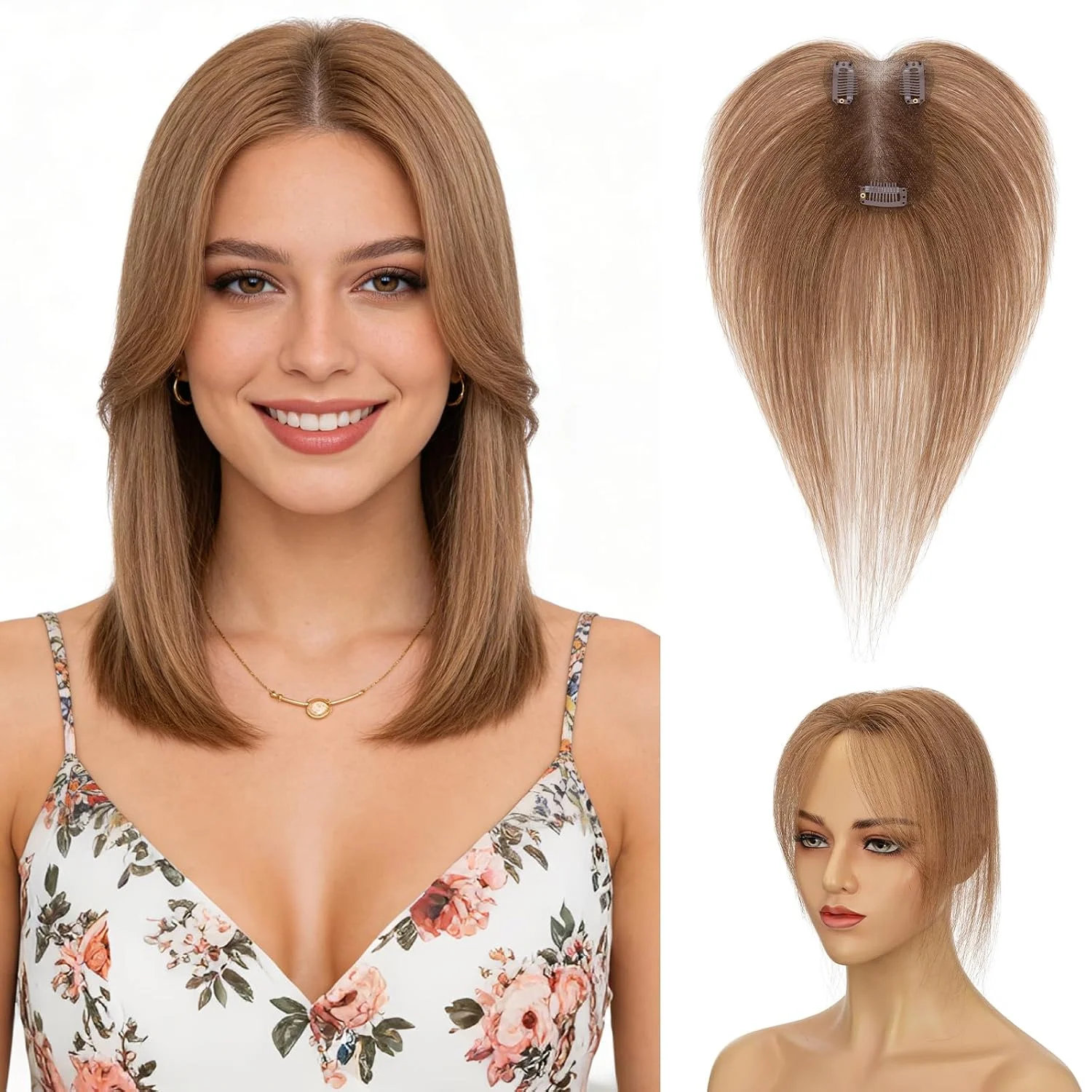 Flequillo postizo Hairro cabello humano 11 pulgadas 14g castaño claro
