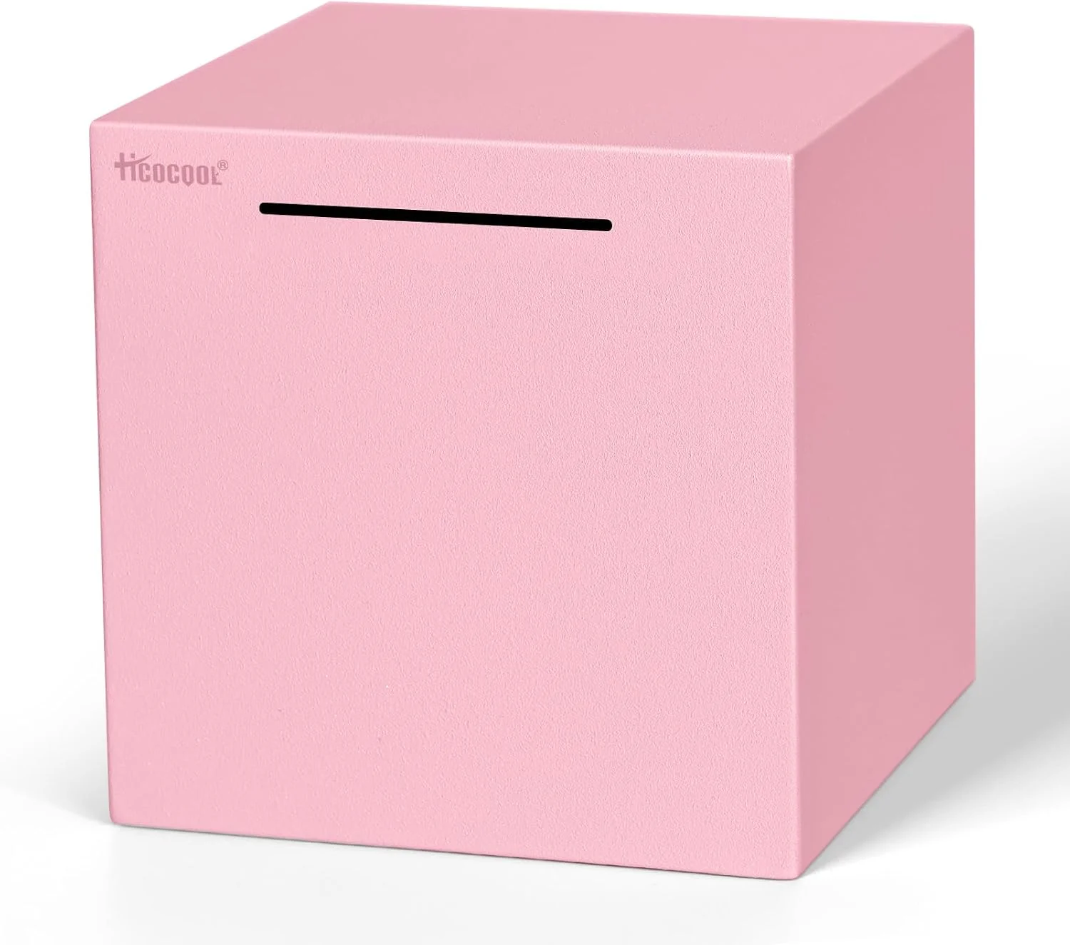 Alcancía de acero inoxidable Hicocool rosa con brillo, 7.9 pulgadas, debe romperse para abrir