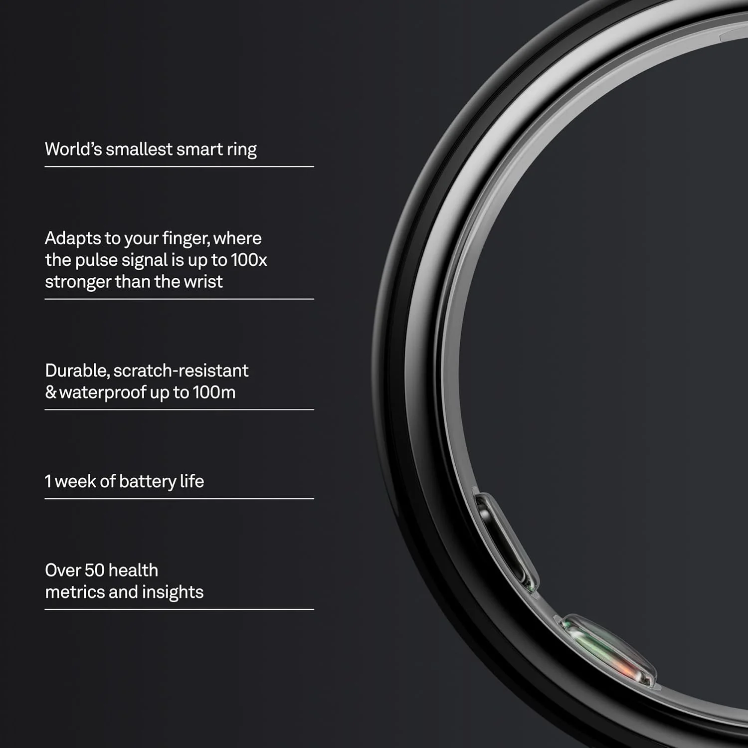 Oura Ring 5 - Anillo Inteligente de Salud y Sueño - Negro