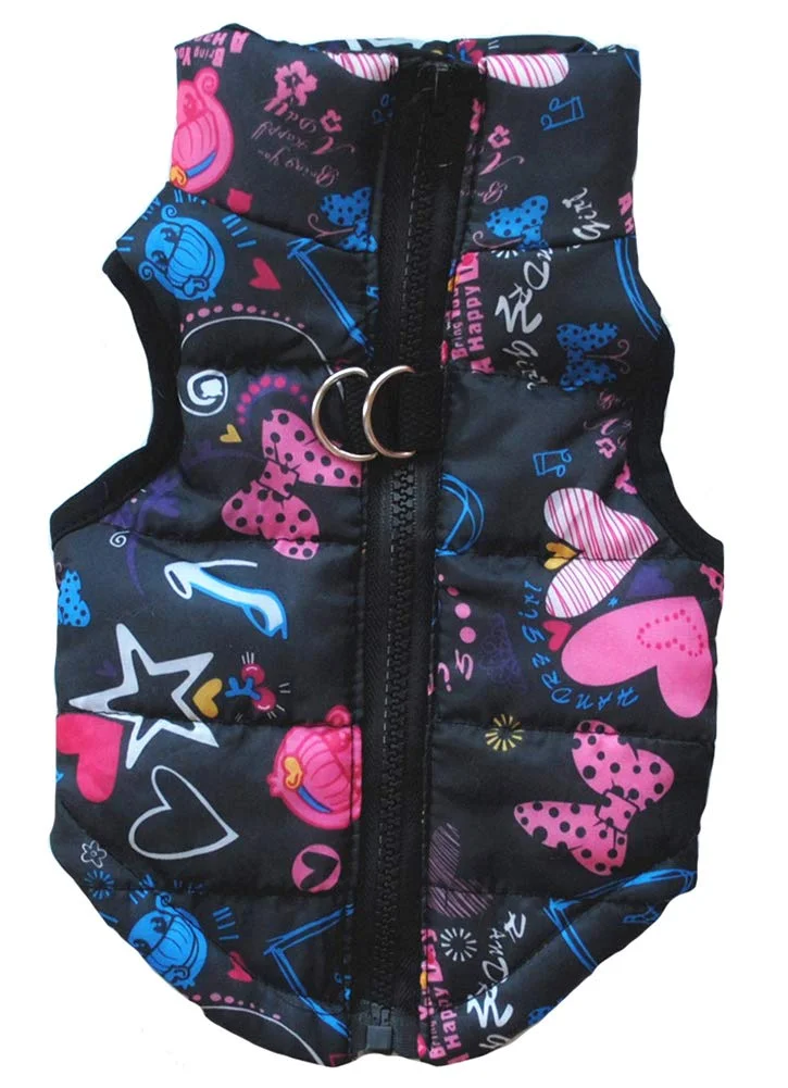 Chaleco de invierno para perros Marupet impermeable y cortavientos con estampado de corazones