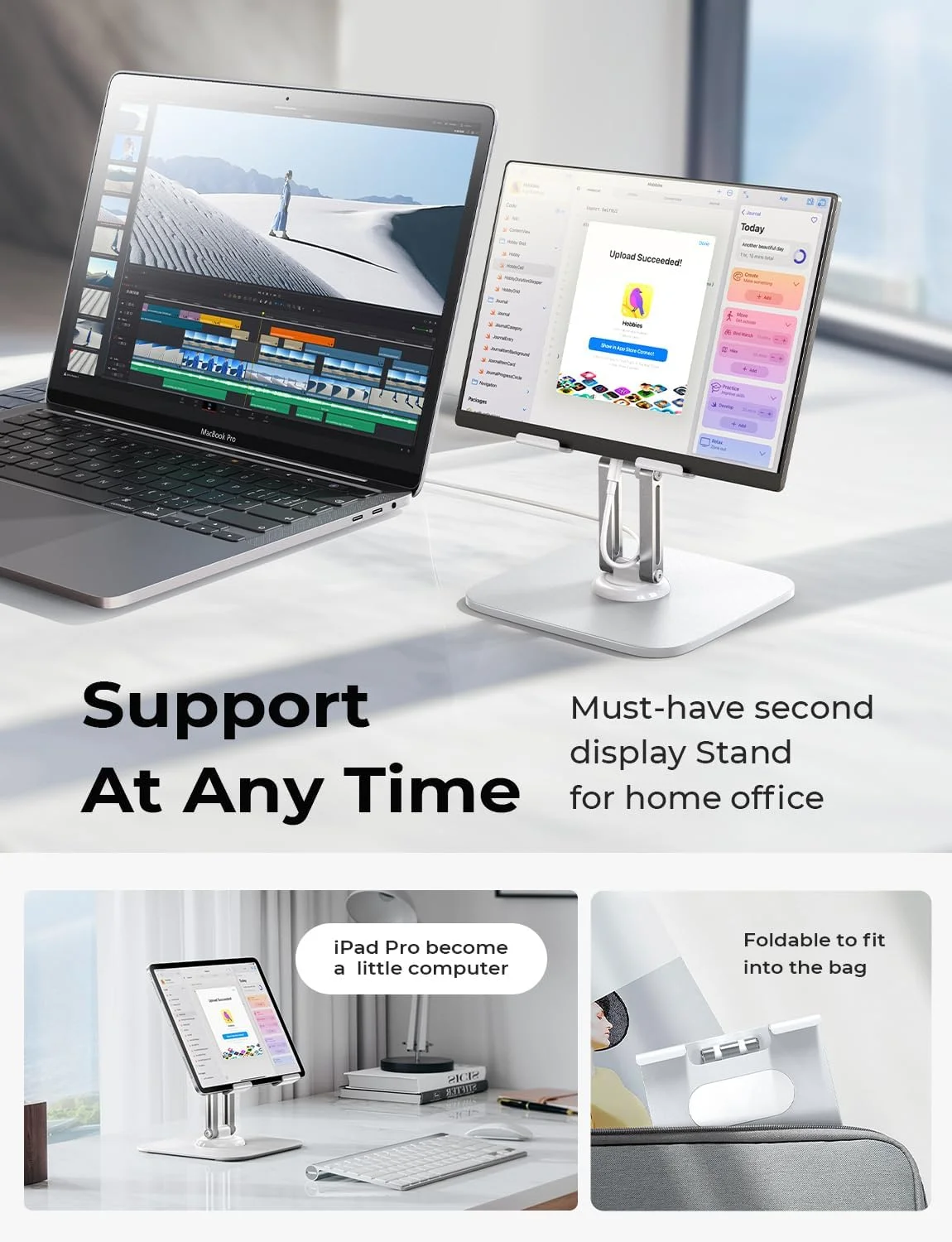Soporte Ajustable LISEN para iPad y Tablet - Blanco