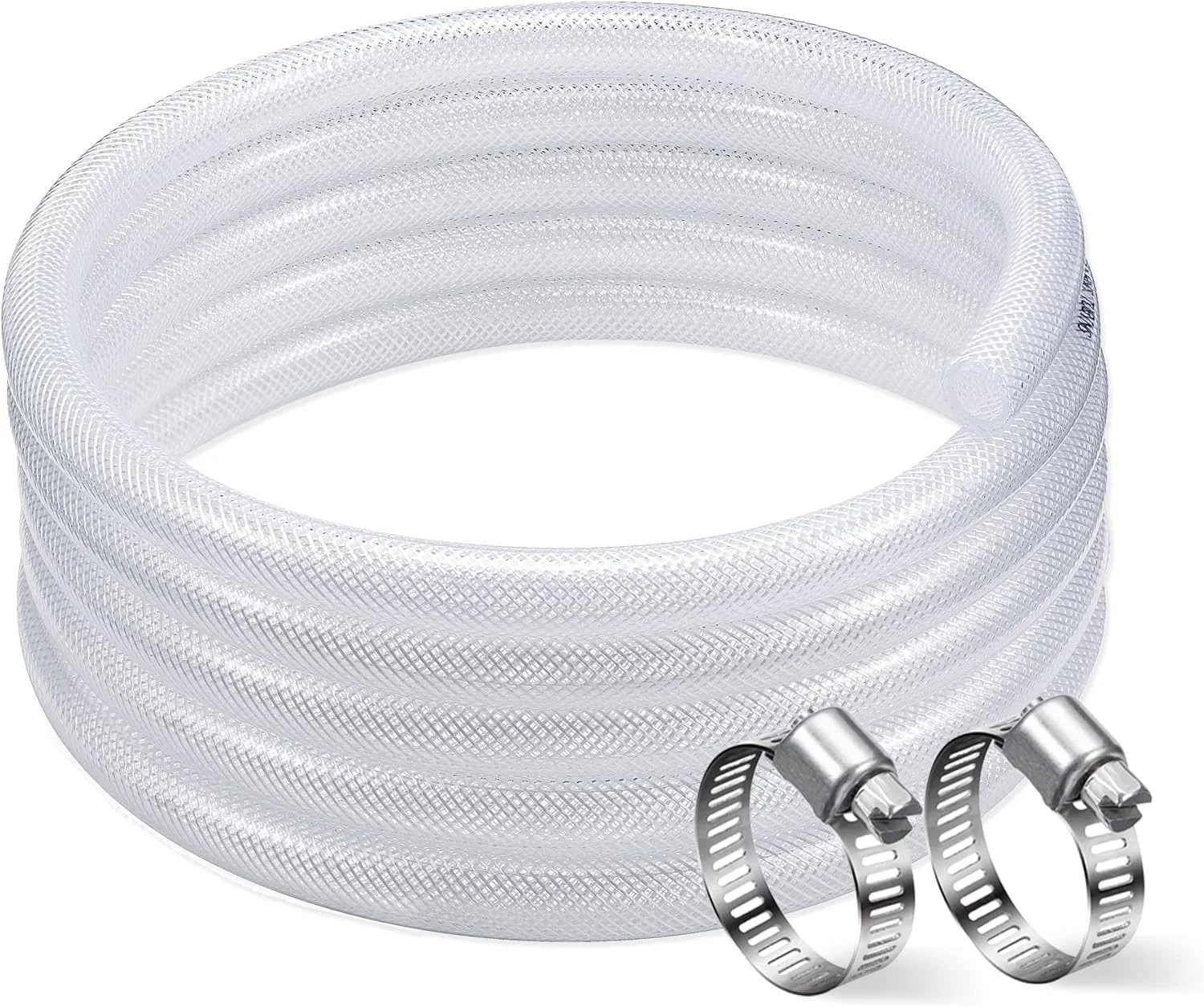 DAVCO 5/16" ID × 50ft Heavy Duty Braided Clear Plastic Vinyl Tubing & Clamp