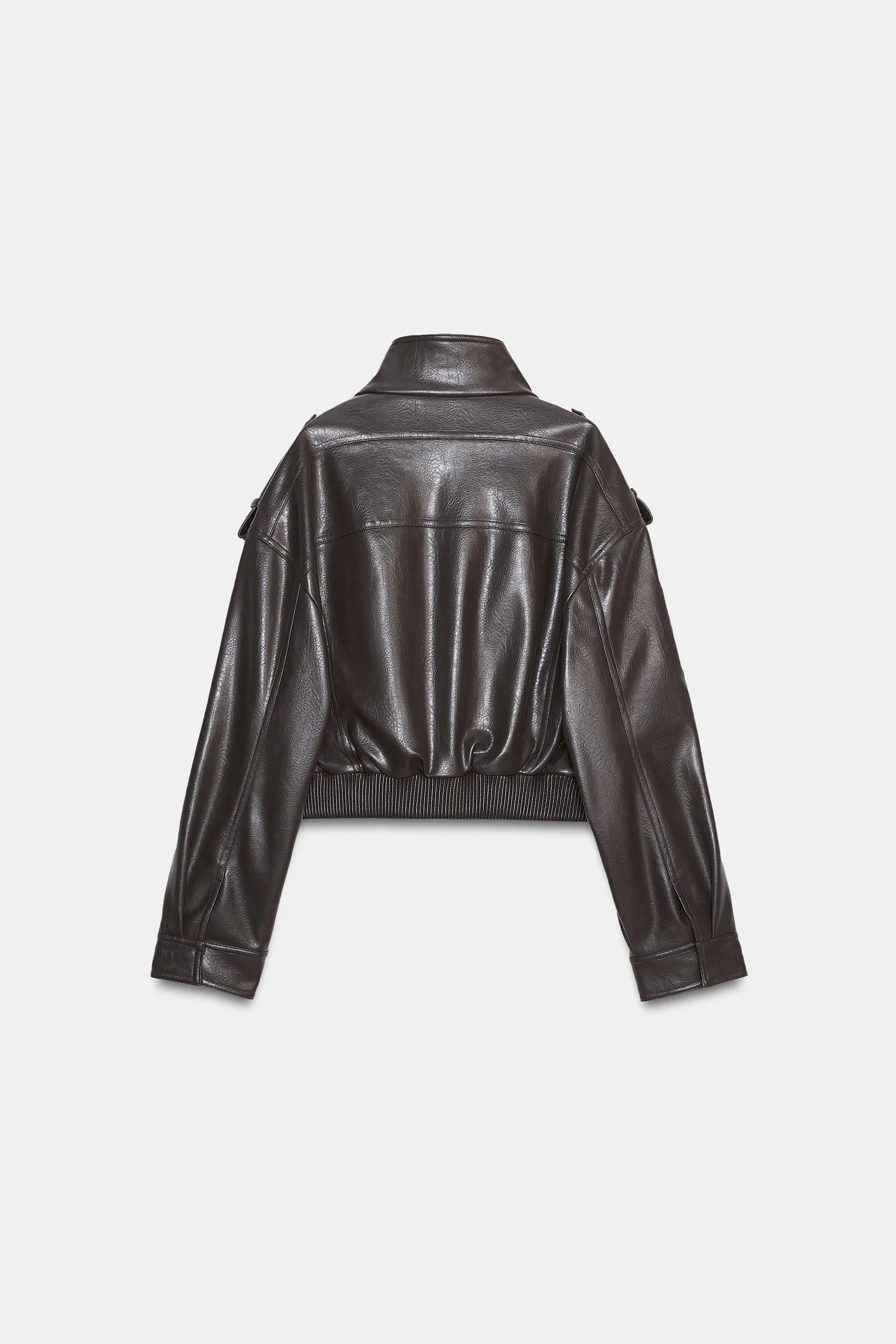 Cazadora Corta Efecto Piel Zara