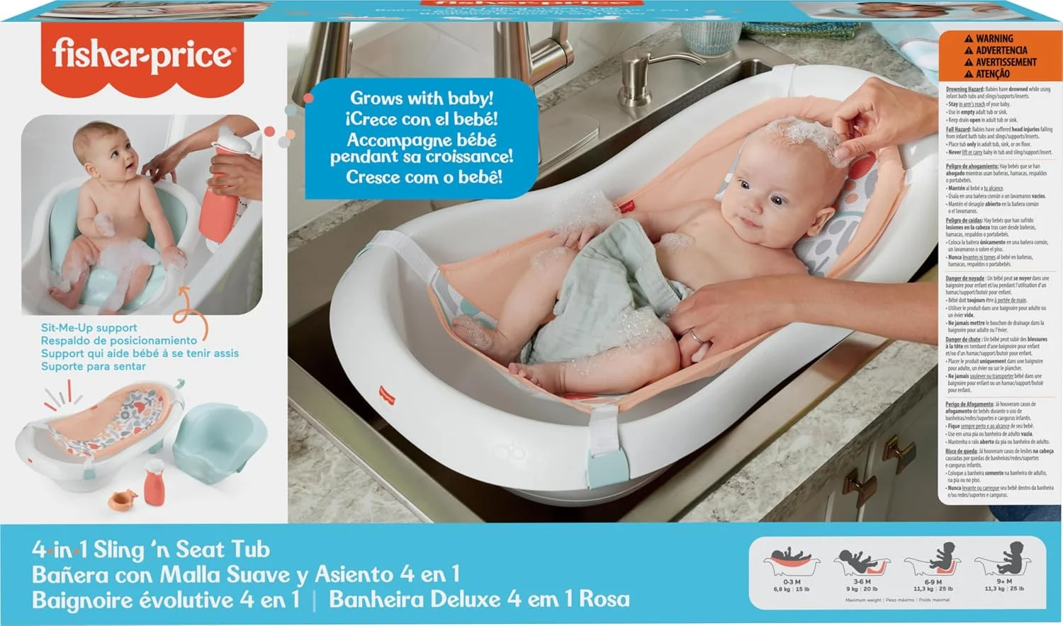 Fisher-Price Sling N Seat 4 en 1 Bañera para Bebé Summer Blossoms Modelo 2