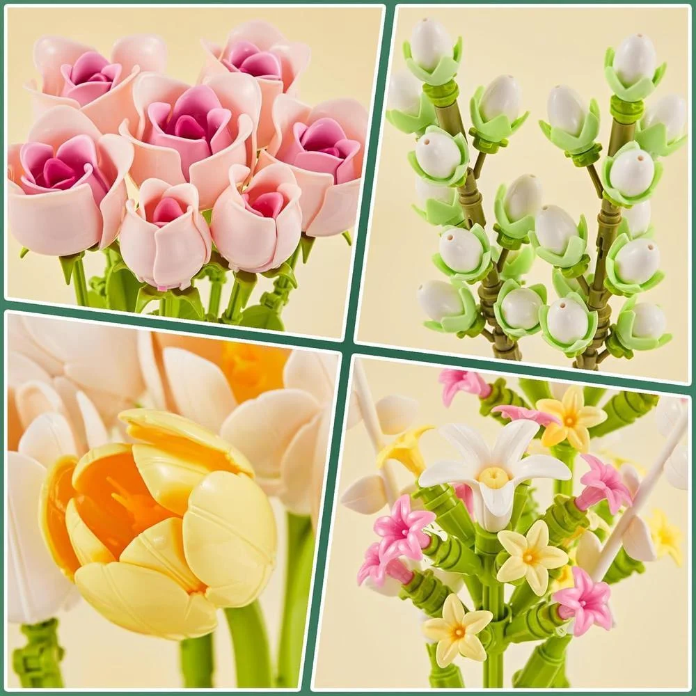 Ramo de tulipanes y rosas armables